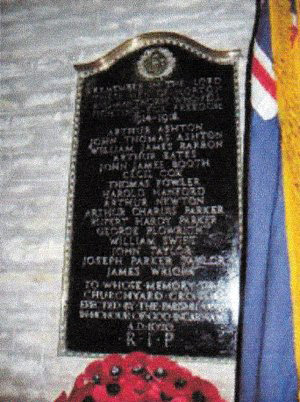 Memorial featuring the name of Lieutenant Parker