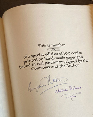 Page signed by Benjamin Britten and William Plomer