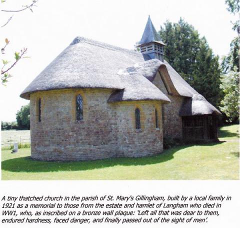 Thatched church in the parish of St. Mary's Gillingham, built as a memorial