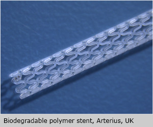 Biodegradable polymer stent, Arterius, UK