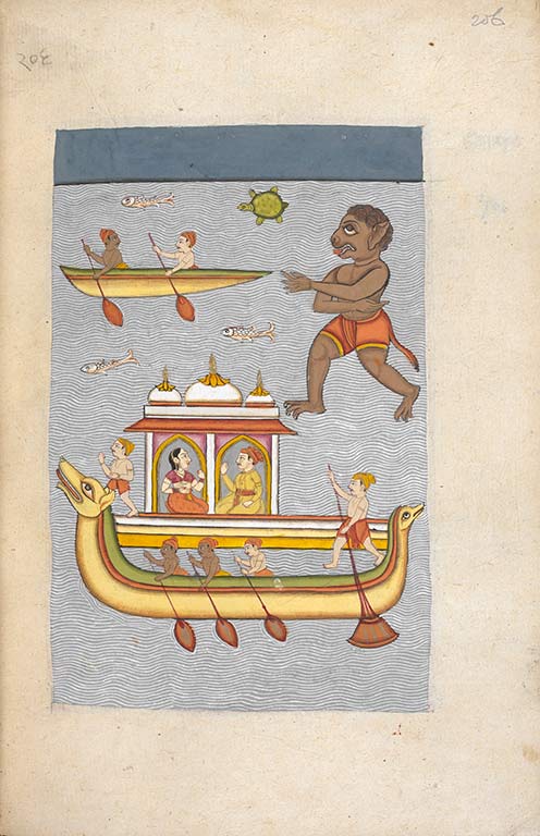 Folio 206r of the Padmāvat (18th cent. CE, 340 folios, copied by Thāna Kāyatha of Mirjāpūr) © British Library Board, Ms Hindi C 1, f. 206r.