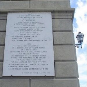 Plaque commemorating the death of Hugh M Snell, the first to fall in the Allied liberation of the city