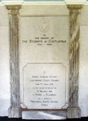 Memorial featuring the name of Lieutenant Stirling-Stuart