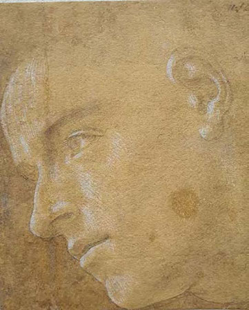 Drawing of a head, possibly by Botticelli