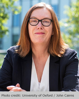 Photographic portrait of Professor Sarah Gilbert. Photo credit: University of Oxford / John Cairns