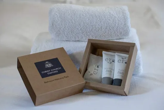 Towels and toiletries in a guest bedroom