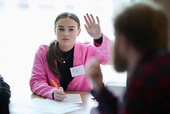 A visiting school pupil participating in an Access exercise