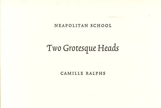Cover for Two Grotesque Heads, Camille Ralphs