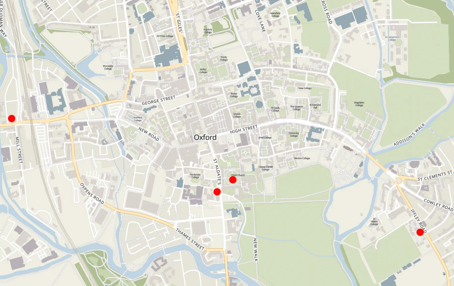 Christ Church graduate accommodation map