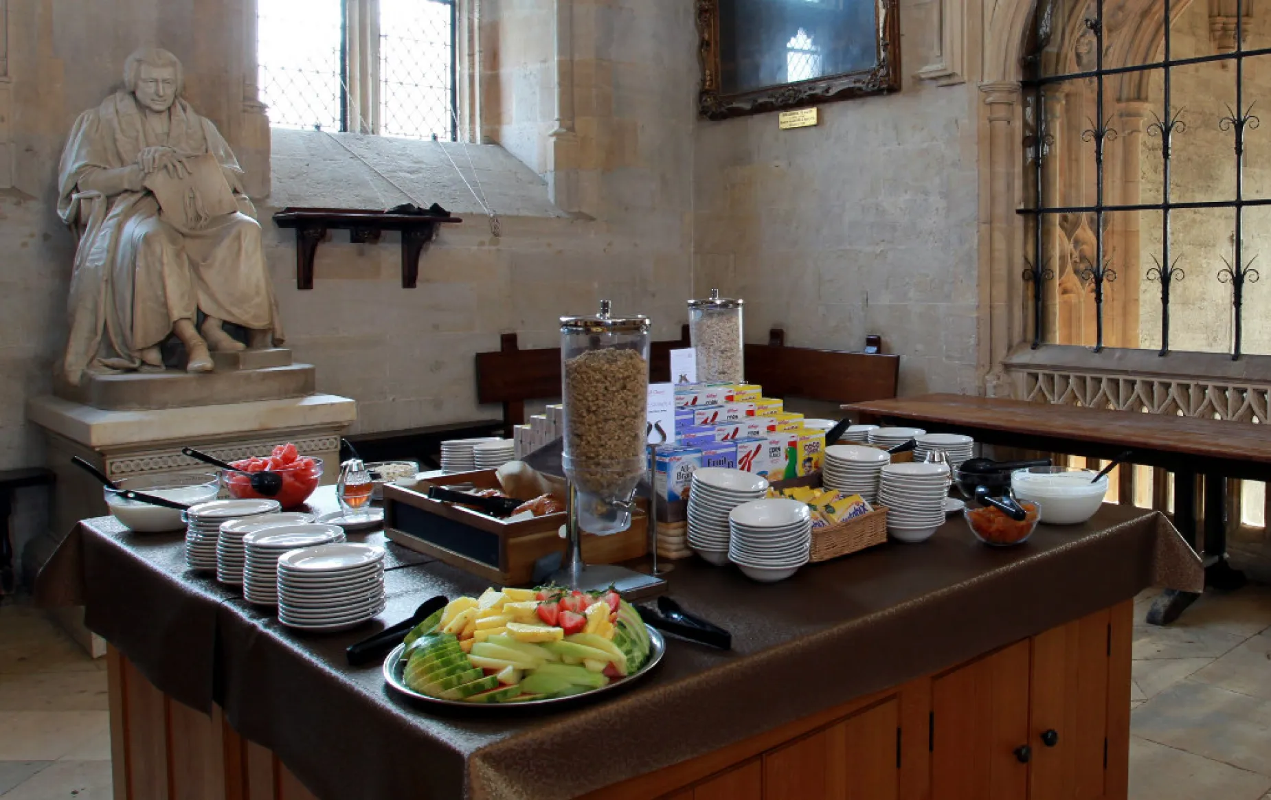 A selection of breakfast dishes in the Ante-Hall