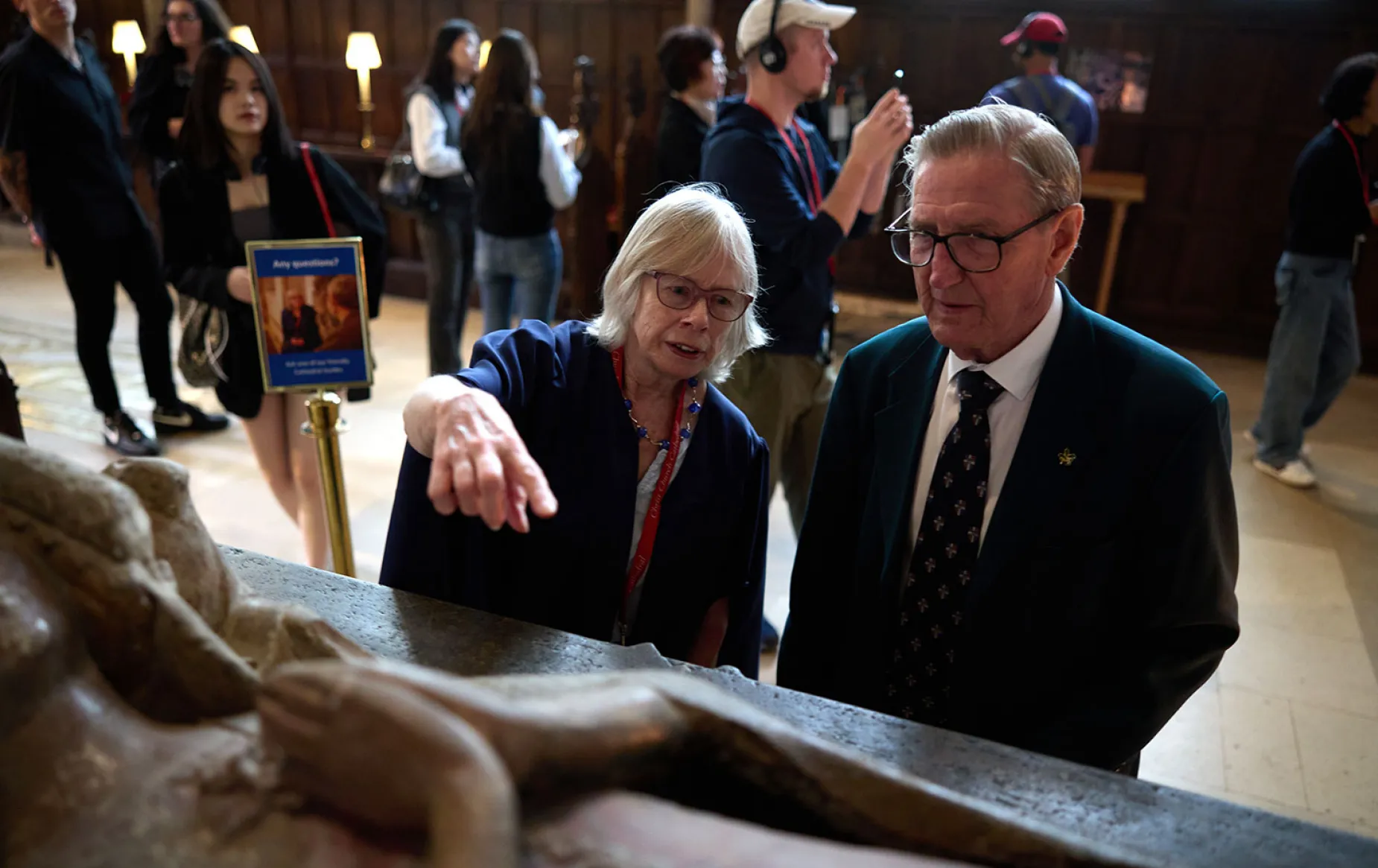 A Cathderal Guide pointing out details