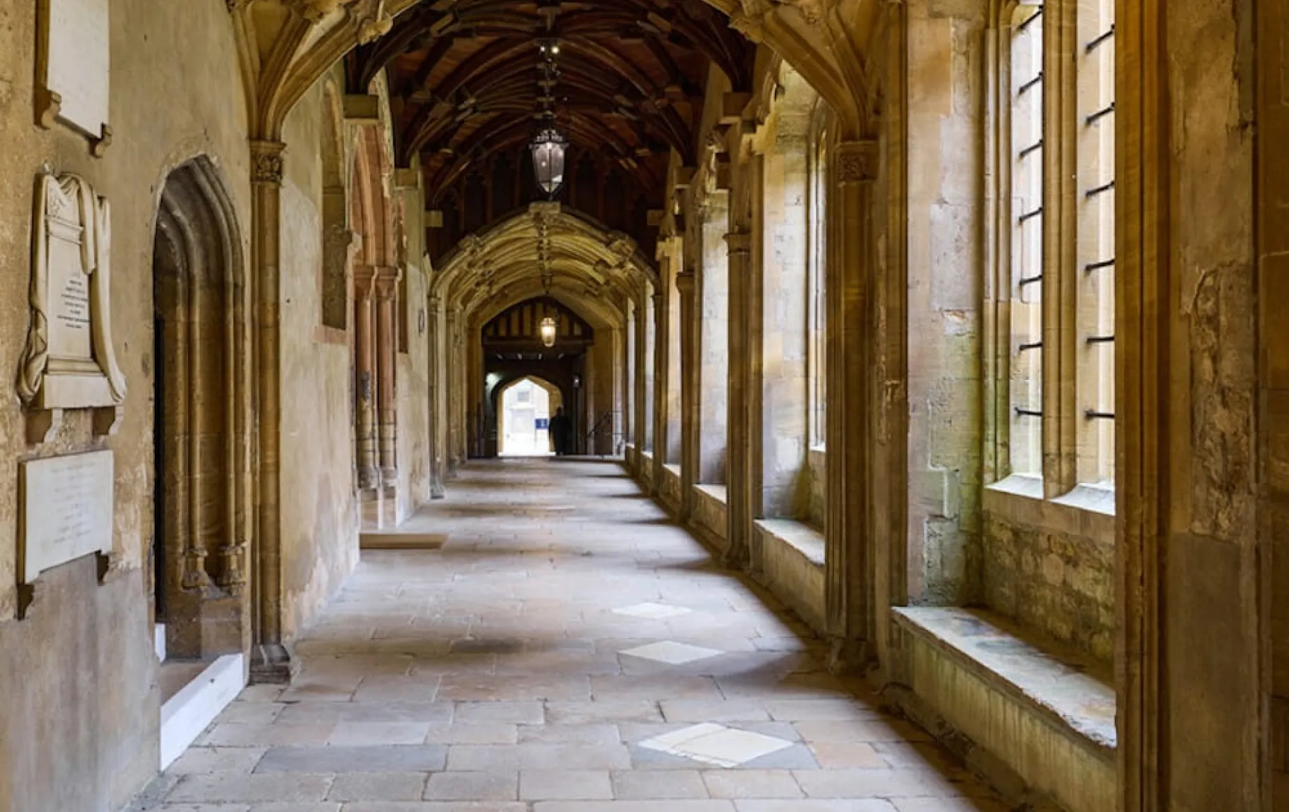 Looking down the cloisters at the Cathedral