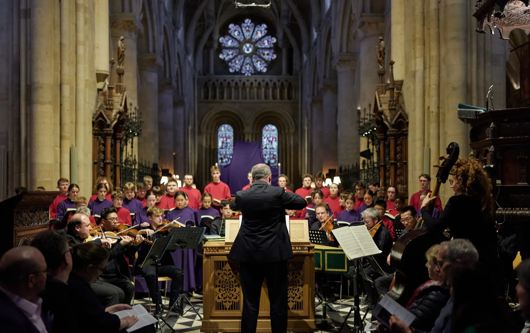 The choirs and orchestra performing Bach in the Cathedral