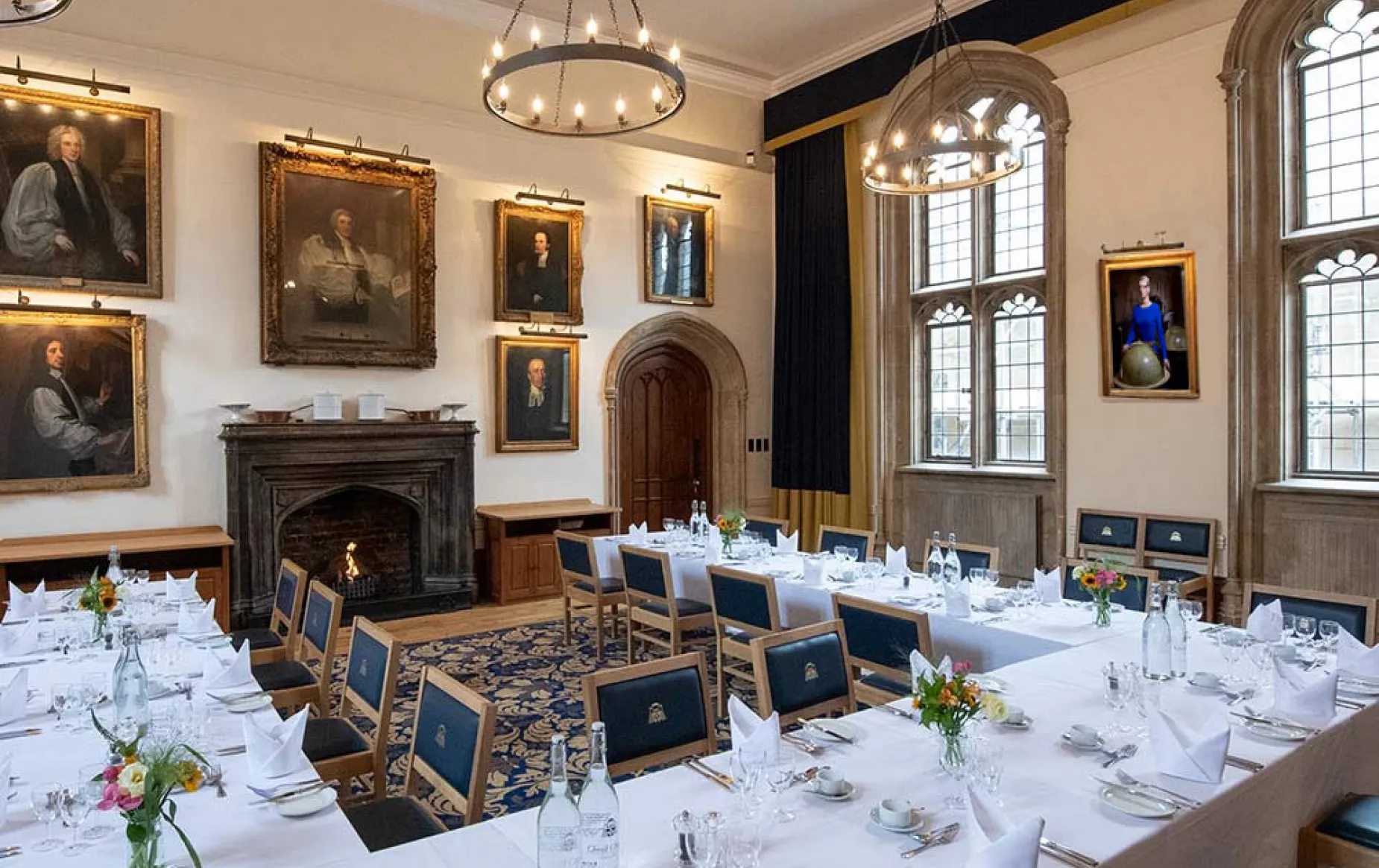 Tables laid for dinner in the McKenna Room