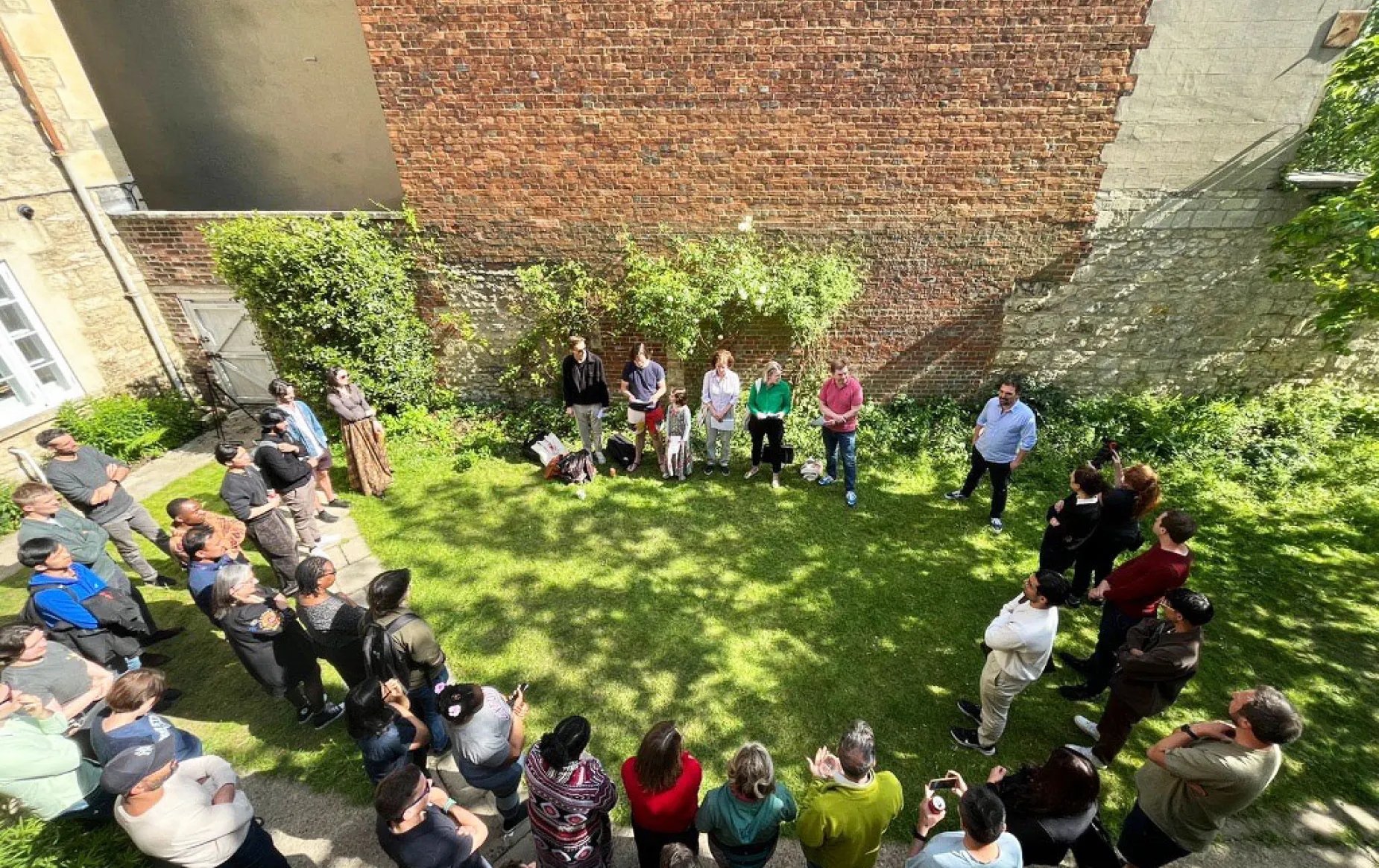 Hackathon prizegiving in the Garden of the Oxford Edge centre