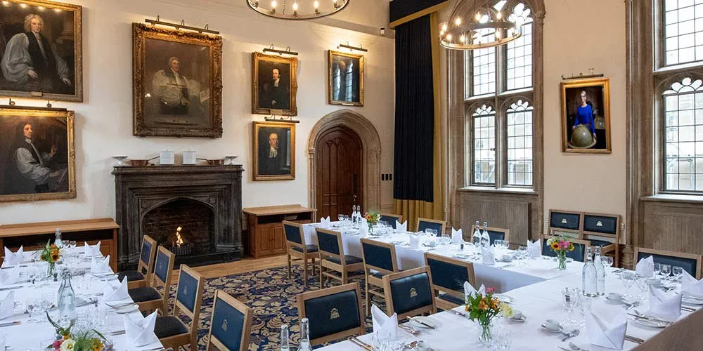 Tables laid for dinner in the McKenna Room