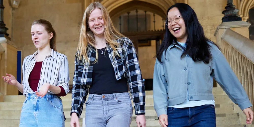 Students on the Hall stairs