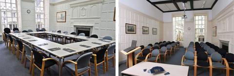 Lecture room 2 in boardroom and classroom layouts
