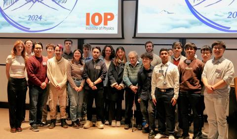 The Oxford Physics Summit organising committee and volunteers with Sir Roger Penrose