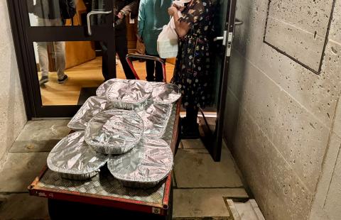 Biryani being delivered on a trolley