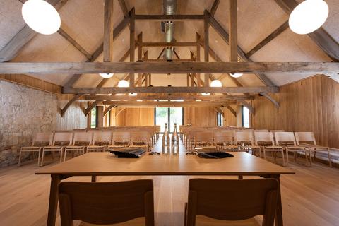 The Research Centre set up with tables and chairs in theatre layout