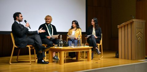 Adam Baidawi with members of Oxford Fashion Society