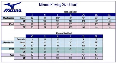 Sizing chart, brand: Mizuno
