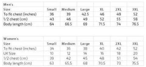 Sizing chart, brand: Square Blades, baselayers