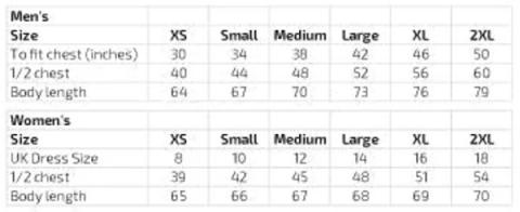 Sizing chart, brand: Square Blades, vest