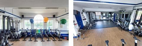 2 photos showing different views of the Boathouse gym