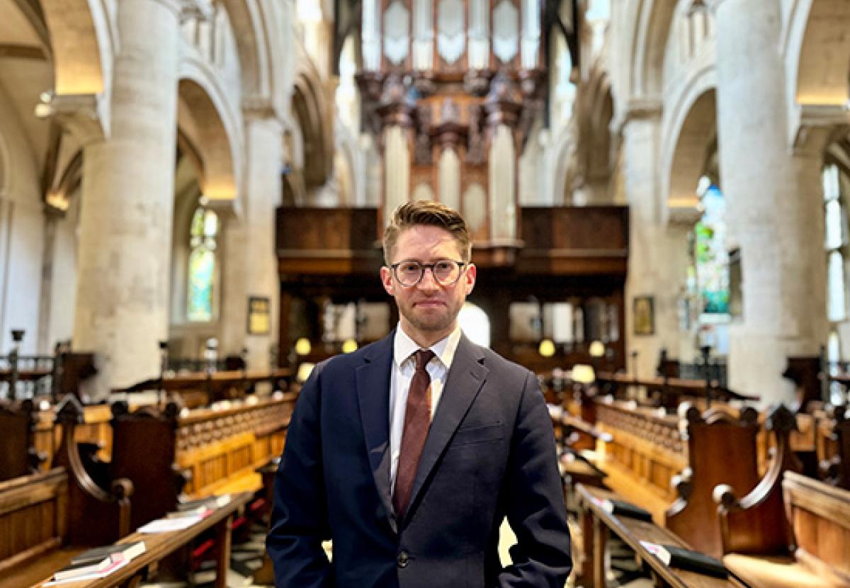 Peter Holder in the knave of Christ Church Cathedral
