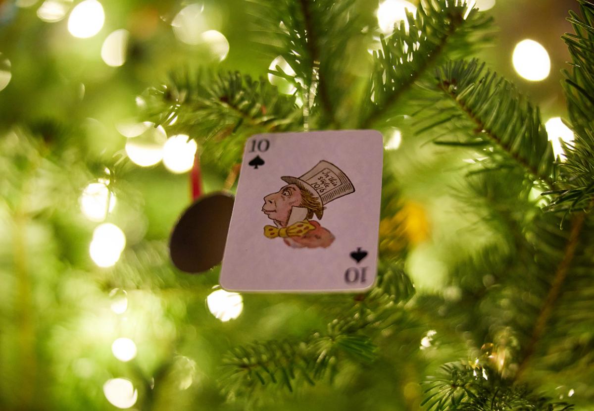 Mad Hatter playing card Christmas tree decoration