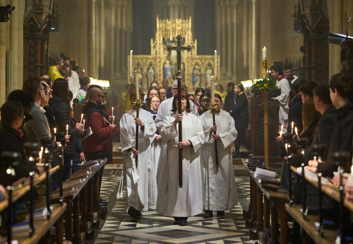 Cathedral procession, led by the cross