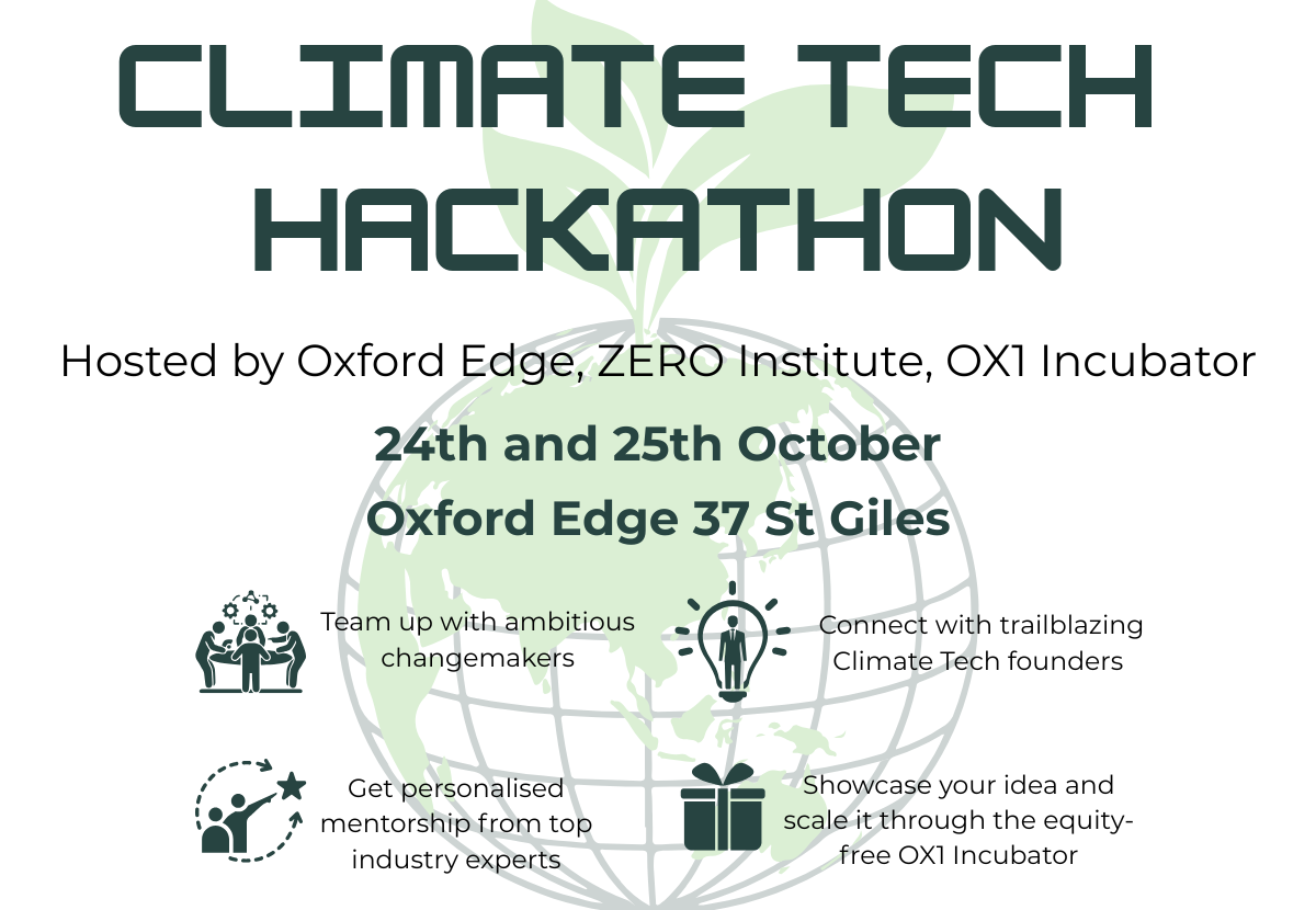 Promotional flyer for Climate Tech Hackathon