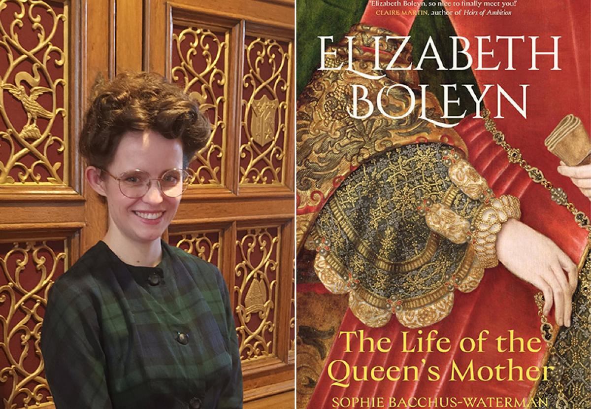 author Sophie Bacchus-Waterman and her book cover