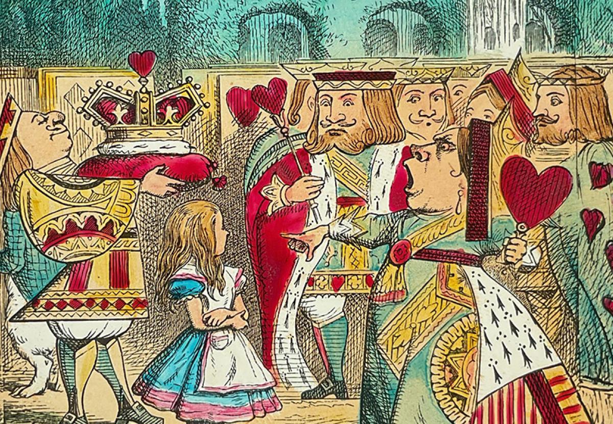 Image from Alice's Adventures in Wonderland illustrated on tiles