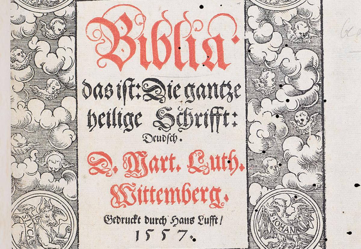 Detail from a Bible in German, translated by Martin Luther, Wittenberg, 1557