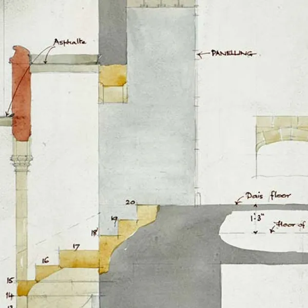 Detail of a plan for a staircase between Hall and Common Room, ChCh 110-2