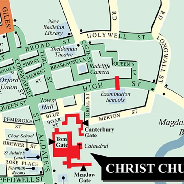 Section of an Oxford map, centered on Christ Church