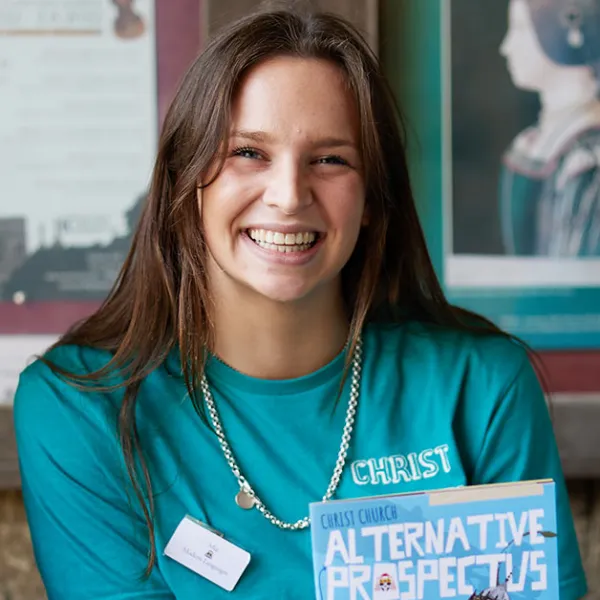 Student ambassadors greeting visitors on Open Day