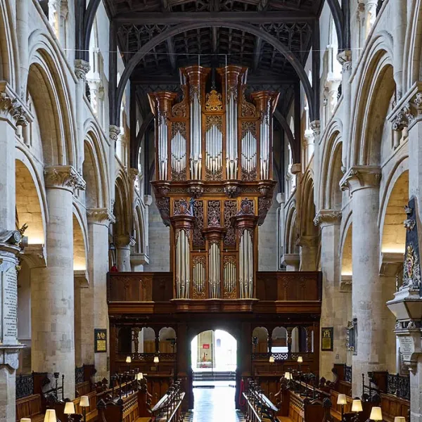 View back down the knave towards the organ