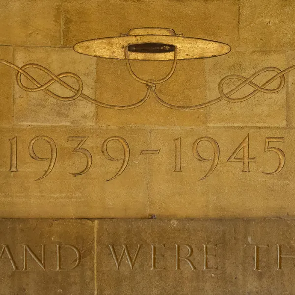 Detail from the Second World War memorial in the entrance to the Cathedral