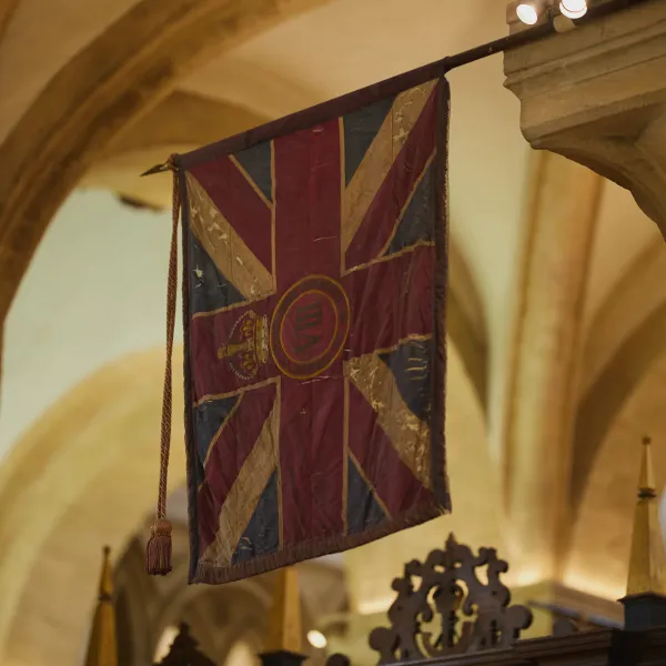 World War 1 regimental flag hanging in the cathedral