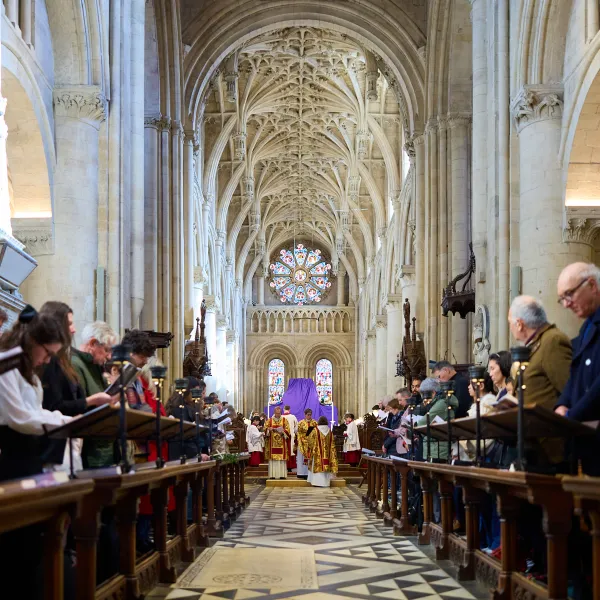 A view down a full Cathedral nave during an Easter service