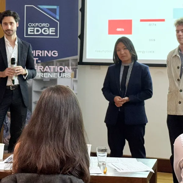 Participants presenting to a judging panel