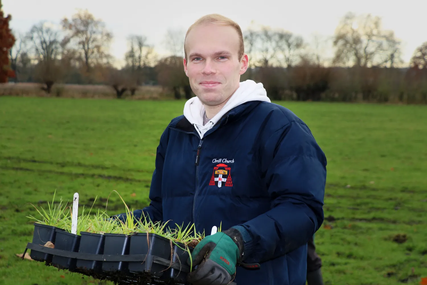 One of the Christ Church team of wildflower planting volunteers