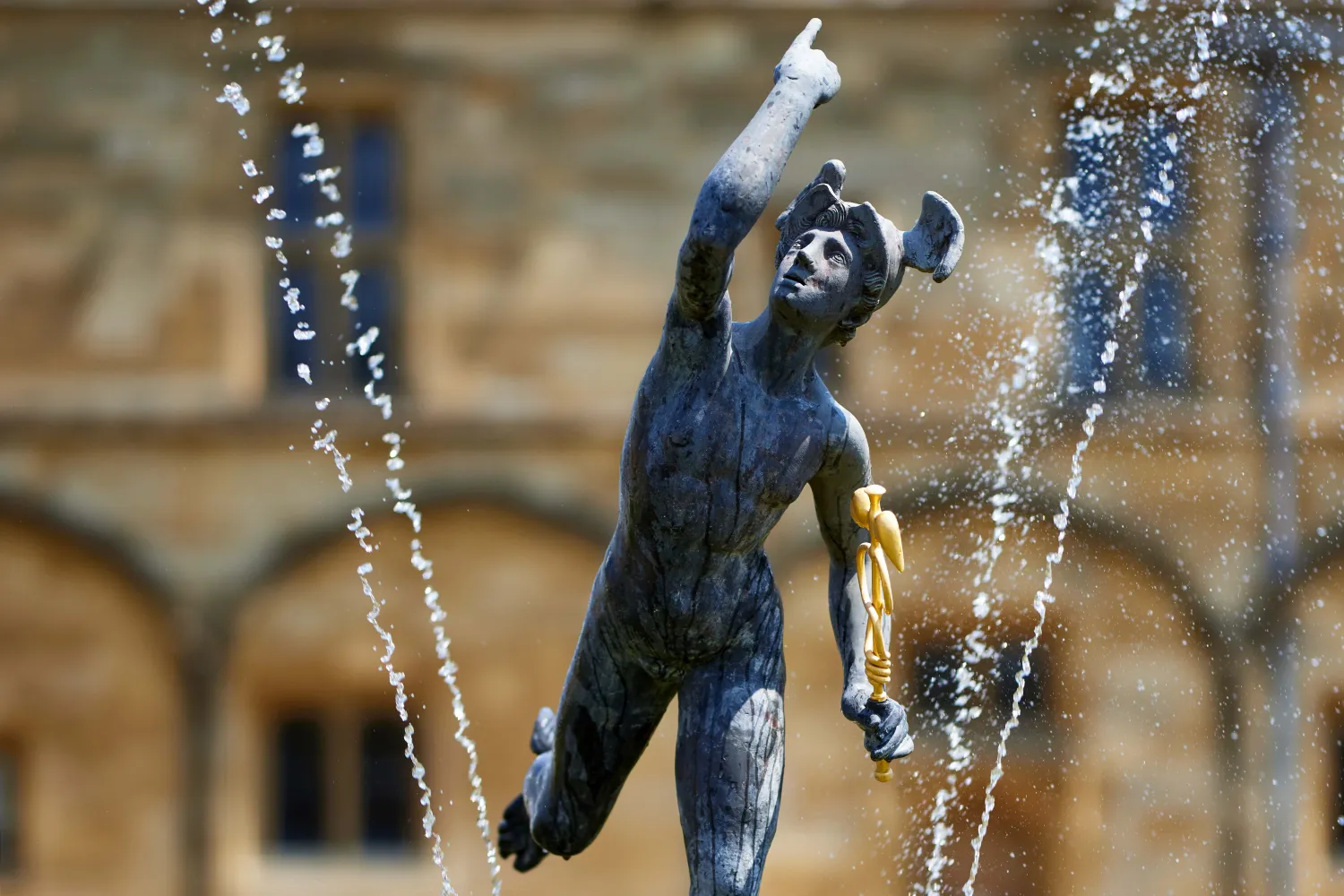 The statue of Mercury in Christ Church's fountain