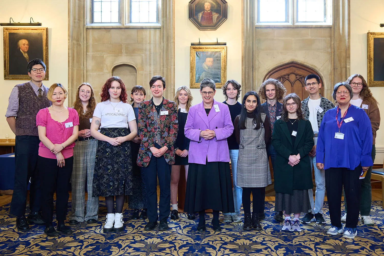 Winners of the Tower Poetry Competition 2024 with the judges and the Dean of Christ Church