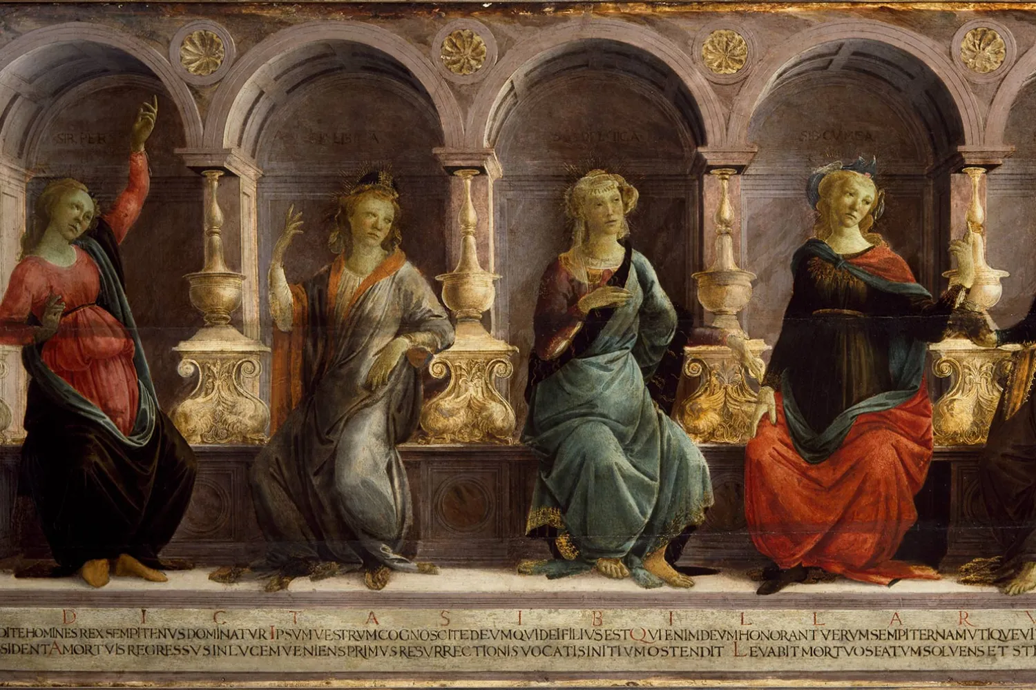 Five Sibyls Seated in Niches: the Babylonian, Libyan, Delphic, Cimmerian and Erythraean by Sandro Botticelli (1445-1510)