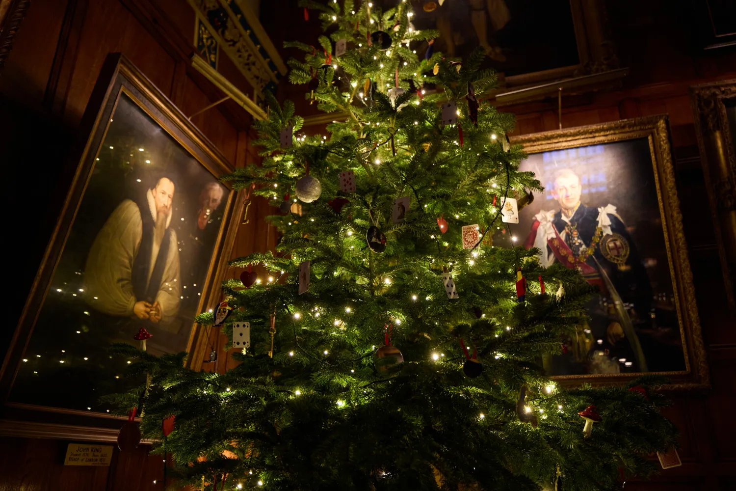 Christmas tree in the dining hall close up